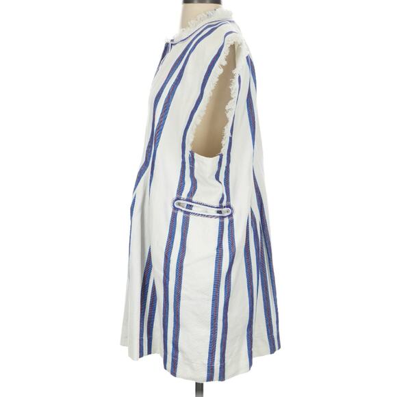 Etoile Isabel Marant Denzie Cotton Canvas Striped Poncho Mini Dress L - Picture 8 of 12